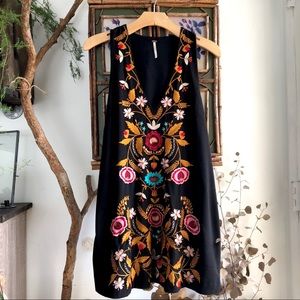 Free People Folk Song Mini Embroidered Dress